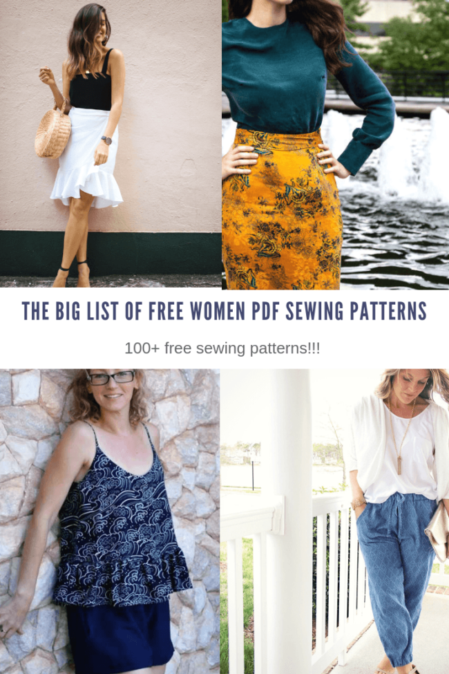 THE BIG LIST OF FREE WOMEN PDF SEWING PATTERNS for BEGINNERS AND EASY ...